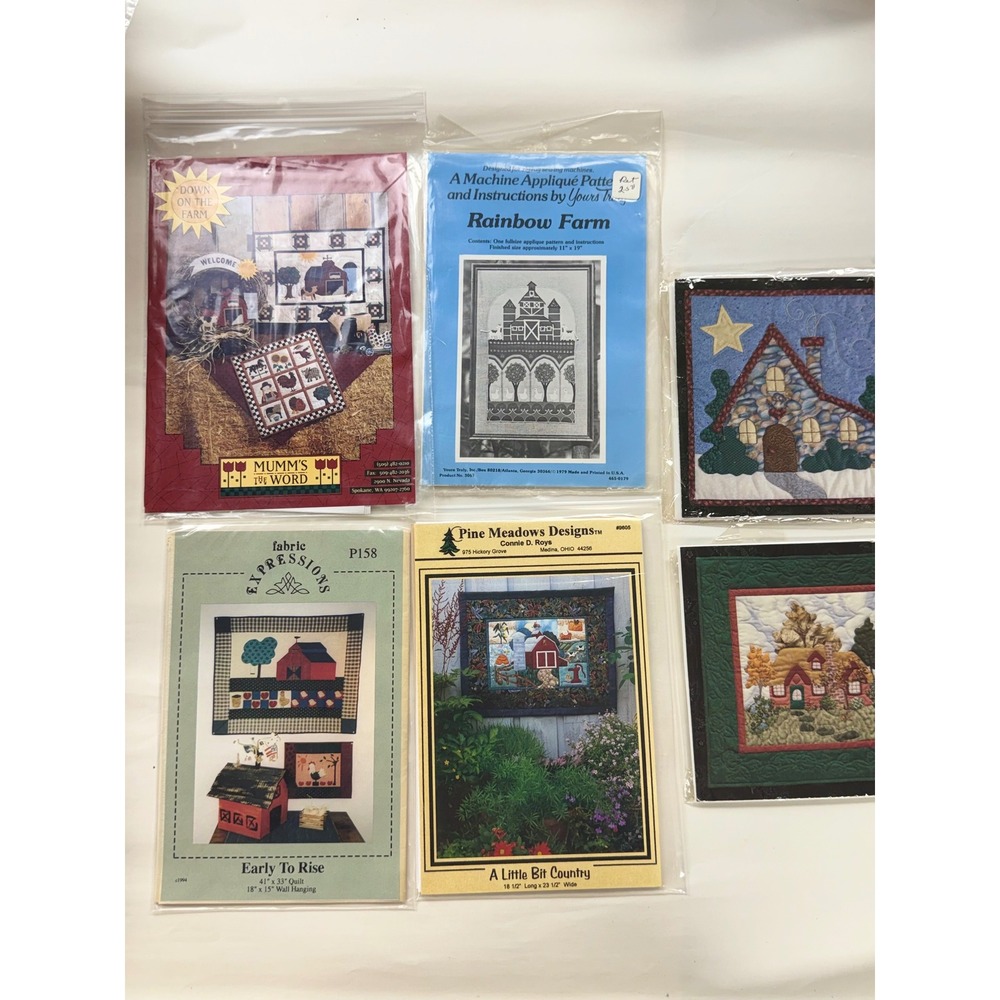 Vintage Bundle of 6 Appliqué Quilt Patterns Cottagecore Farm Country